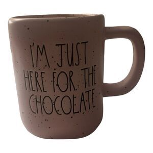 Rae Dunn Coffee Mug I'm Just‎ Here For The Chocolate Pink Speckled